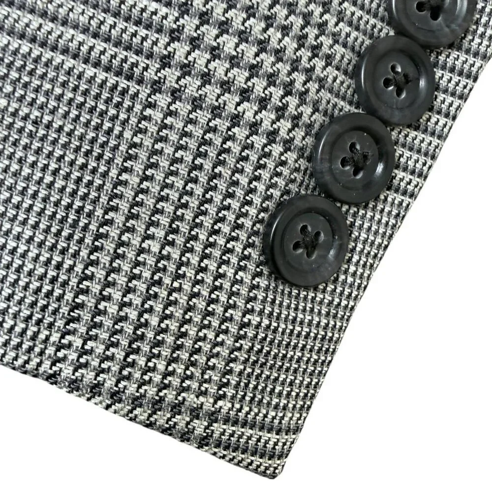 JOS. A. BANK Mens Sport Coat 41R Gray Glen Plaid Linen Wool Jacket Blazer